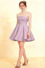 LVLVS Women's Stretch Crepe Cara Wisteria Dress - Smocked Strapless Fit & Flare Mini Dress for Bridesmaid, Cocktail Parties, and Formal Events