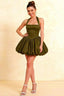 Carolyn Olive Lace-up Halter Mini Dress with Ruching