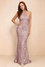 Cassandra Dusty Lilac 3D Floral Halter Mermaid Maxi Dress