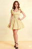 Cassandra Lemon Bow Straps Mini Skater Dress with Square Neckline
