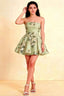 Catherine Green Floral Print Bandeau Ruffle Mini Dress