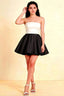 Catherine White and Black Bandeau Ruffle Mini Dress