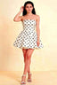 Catherine White Polka Dot Bandeau Ruffle Mini Dress