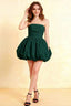 Cathy Emerald Green Puff Ball Strapless Mini Dress with Ruching Details