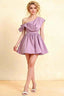 Cecilia Lilac One Shoulder Mini Skater Dress with Draped Asymmetric Neck