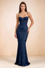 Celine Navy Floral Embroidered Corset Mermaid Maxi Dress