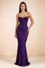 Celine Plum Floral Embroidered Corset Mermaid Maxi Dress