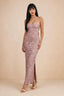 Clementine Dusty Lilac 3D Floral Sweetheart Maxi Dress