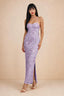 Clementine Wisteria 3D Floral Sweetheart Maxi Dress
