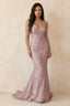 Cordelia Dusty Lilac Floral Appliqué Mermaid Maxi Dress