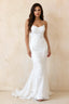 Vestido largo de sirena Cordelia blanco con apliques florales