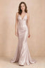 Elodie Blush Satin Ruched V-Neck Mermaid Maxi Dress