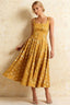 Gina Yellow Floral Square Neck Midi Dress
