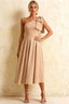 Giselle Champagne Cos Gathered Asymmetric Midi Dress