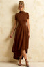 Gloria Coffee Modest Midi Dress for Women | Chic High Neck