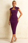 Grace Grape Midi Short Sleeve Wedding Guest Dress
