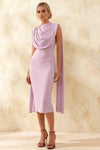 Gretchen Lilac Clemence High Neck Midi Dress with Cape