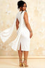Gretchen White High Neck Midi Dress | Sophisticated Cape Midi
