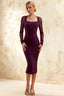 Gwendolyn Grape Formal Midi Dress with Sleeves