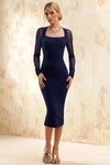 Gwendolyn Navy Blue Casual Midi Dress with Sleeves