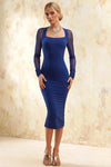 Gwendolyn Royal Blue Long Sleeve Midi Dress Formal