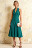 Harper Peacock Midi Deep V Neck Dress with Cleavage