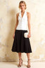 Harper White and Black V Neck Midi Dress with Drop Waist