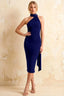 Helena Royal Blue Midi Dress with Scarf Detail | Elegant Bodycon Evening Wear