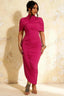 Holly Hot Pink Mermaid Twisted Cape Midi Dress