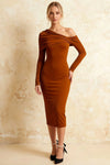 Hope Burnt Orange Mermaid Long Sleeve Midi Dress