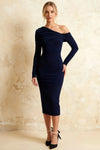 Hope Navy Blue Mermaid Long Sleeve Midi Dress