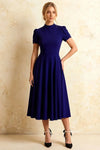 Iris Navy Blue Scuba Crepe High Neck Midi Dress