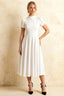 Iris White Scuba Crepe High Neck Midi Dress