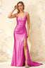 Isabella Fuchsia Satin Square Neck Maxi Dress