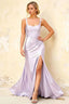 Isabella Lavender Satin Square Neck Maxi Dress
