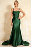Ivy Emerald Green Satin Rhinestones Corset Maxi Dress