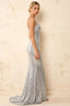 Jade Sparkly Silver Sequin Mermaid V-neck Maxi Dress