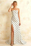 Jamie White Polka Dot Strapless Corset Maxi Dress