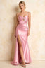 Jane Pink Satin Cutout Mermaid Slit Maxi Dress