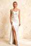 Jane White Satin Cutout Mermaid Slit Maxi Dress