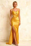 Jane Yellow Satin Cutout Mermaid Slit Maxi Dress