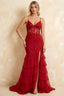 Janet Red Lace Tier Ruffle Mermaid Maxi Dress