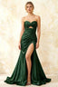 Jean Dark Green Satin Twist Knot Mermaid Maxi Dress