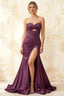 Jean Grape Satin Twist Knot Mermaid Maxi Dress