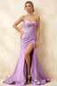 Jean Lavender Satin Twist Knot Mermaid Maxi Dress
