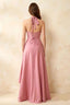 Jessica Powder Pink Satin Asymmetrical Halter Neck Maxi Dress