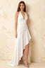 Jessica White Satin Asymmetrical Halter Neck Maxi Dress