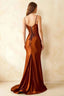 Jill Burnt Orange Satin Ruched Lace-up Maxi Dress