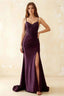 Jill Grape Satin Ruched Lace-up Maxi Dress