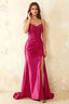 Jill Hot Pink Satin Ruched Lace-up Maxi Dress